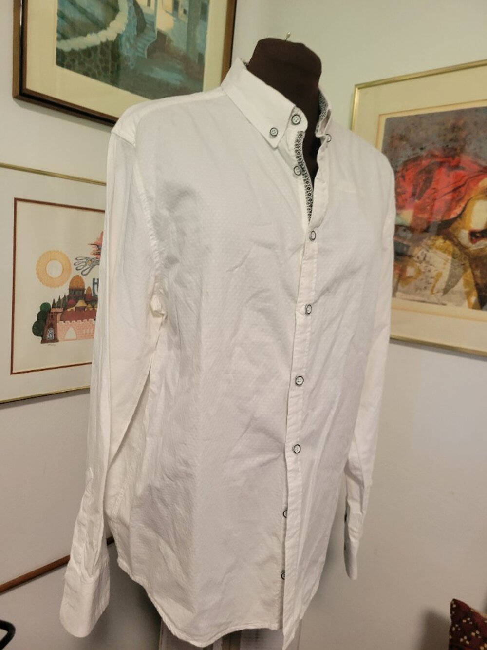 Men's JB Holt White long sleeve Athletic Fit Shirt Size L
